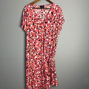 Scarlett Nite Flirty Wrap Flattering Dress Casual Party Pink Multi Dot Print 20W